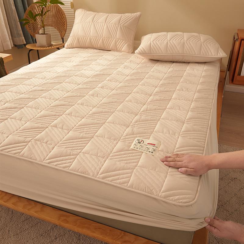 Pure Cotton Thickened Mattress Quilted Cotton Non-slip and Dust-proof Mattress Cover Sheet Simmons Mattress Protective Cover Thin Brown Mattress Cover