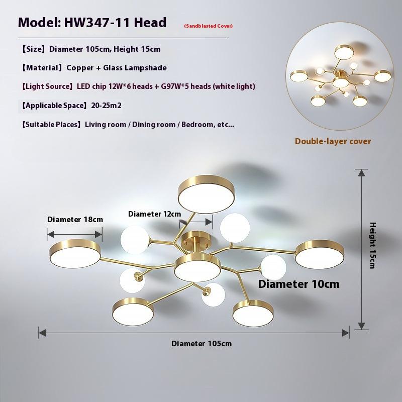 

Потолочный светильник для гостиной, Современная и простая бытовая лампа «Волшебный боб» 11 headlights