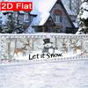 Let It Snow Snowman Banner, Winter Holiday Celebration Design, Polyester Outdoor Garden Porch Fence Wall Christmas New Year Party Decoration