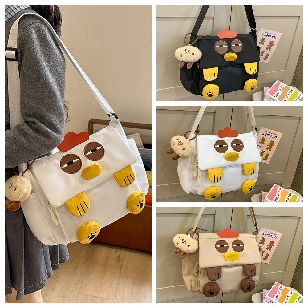 Lovely Chicken Nylon Shoulder Bag Cute Students Book Bag Creative Hen Shape School Bag Travel