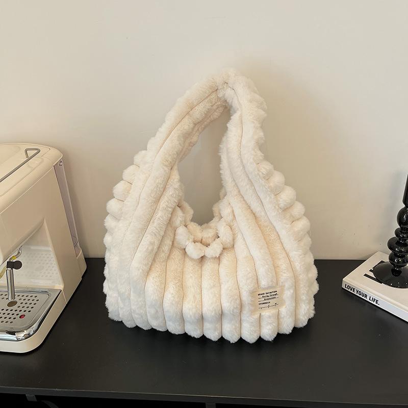 Plush bag women's autumn and winter new casual simple shoulder underarm bag large capacity tote bag