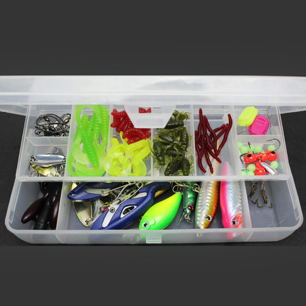 101PCS Fishing Lures Tackle Mixed Hard Baits Soft Baits Popper Crankbait VIB Topwater Floating Fishing Lures Hooks Fishing Accessories Kit Set with St