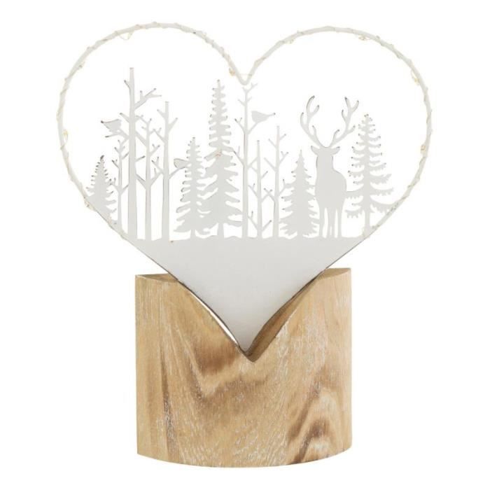 Décoration de Noël sur Pied  Cœur  23cm Blanc