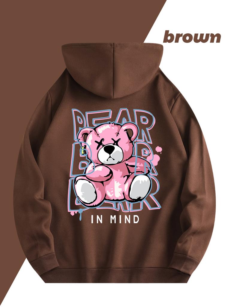 2025 Neue Herbst Herrenmode Bär Gedruckt Weicher und Bequemer Hoodie Outdoor Vielseitige Streetstyle Kleidung