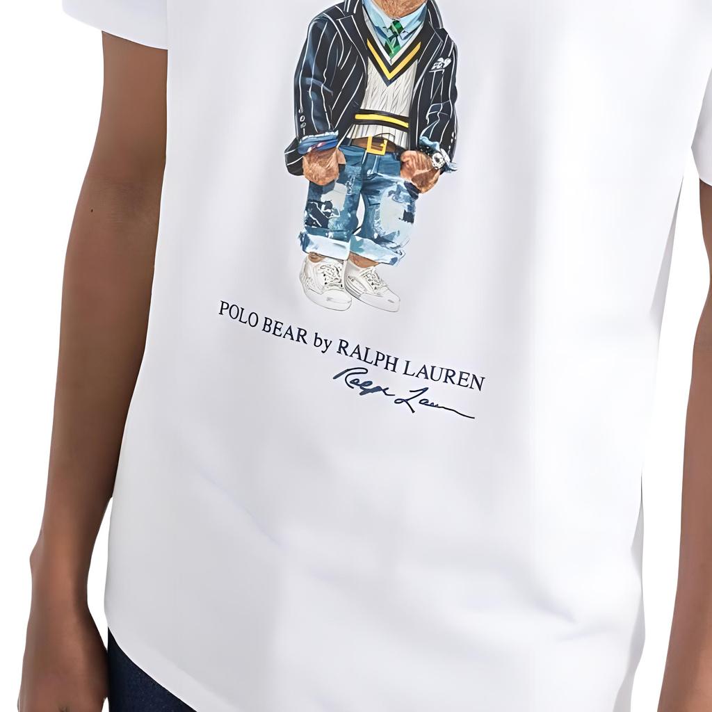 Polo Ralph Lauren Άνοιξη-Καλοκαίρι 2022 Μπλούζα με στάμπα Αρκουδάκι και στρογγυλή λαιμόκοψη, Ανδρική Μπλούζα, Λευκό 710853310-008