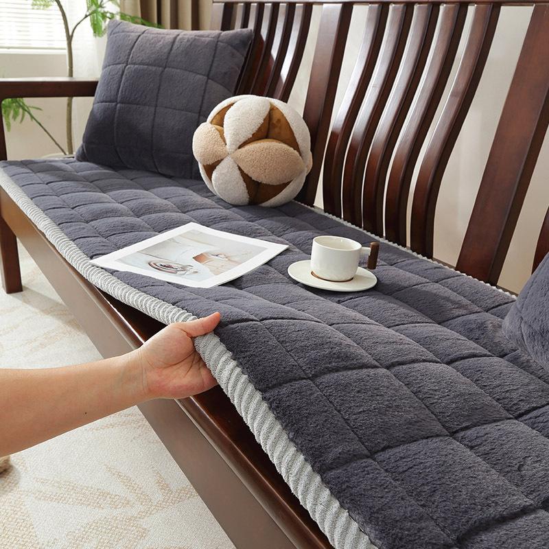 Solid Color Thickened Sofa Cushion Non-Slip Living Room Sofa Decorative Cover Cloth Warm Dust Soft Velvet Backrest Armrest Towel