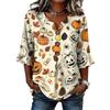 Women's Casual V-Neck Ruffle Sleeve Loose Fit Blouse, Halloween Print Top with All-Over Pattern