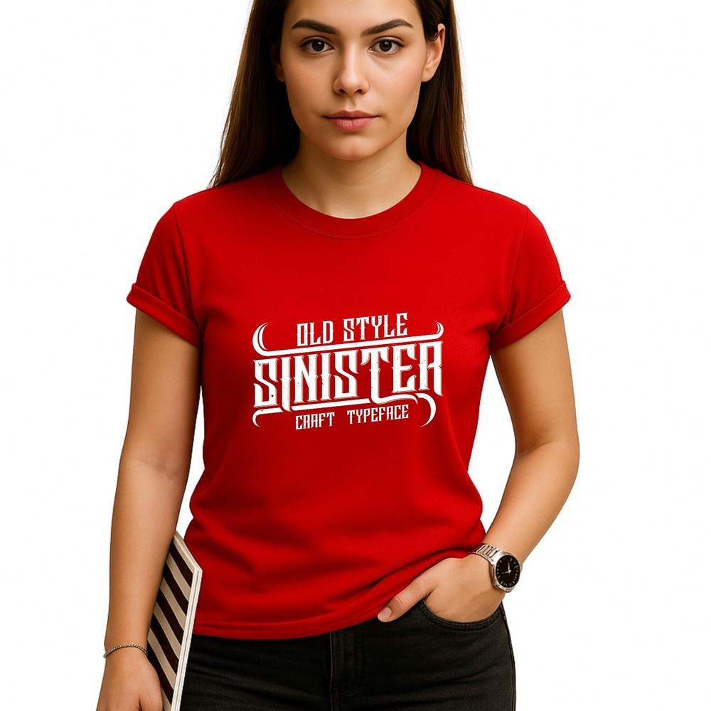 Sinister Old Style TShir Gothic Typography Graphic TeeGothic Lettering TShirt S