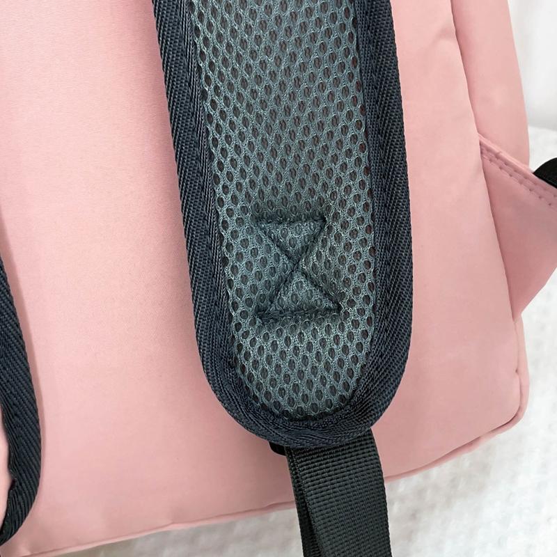 Women Solid Color Backpack Large Capacity Student Schoolbag Computer Backpack