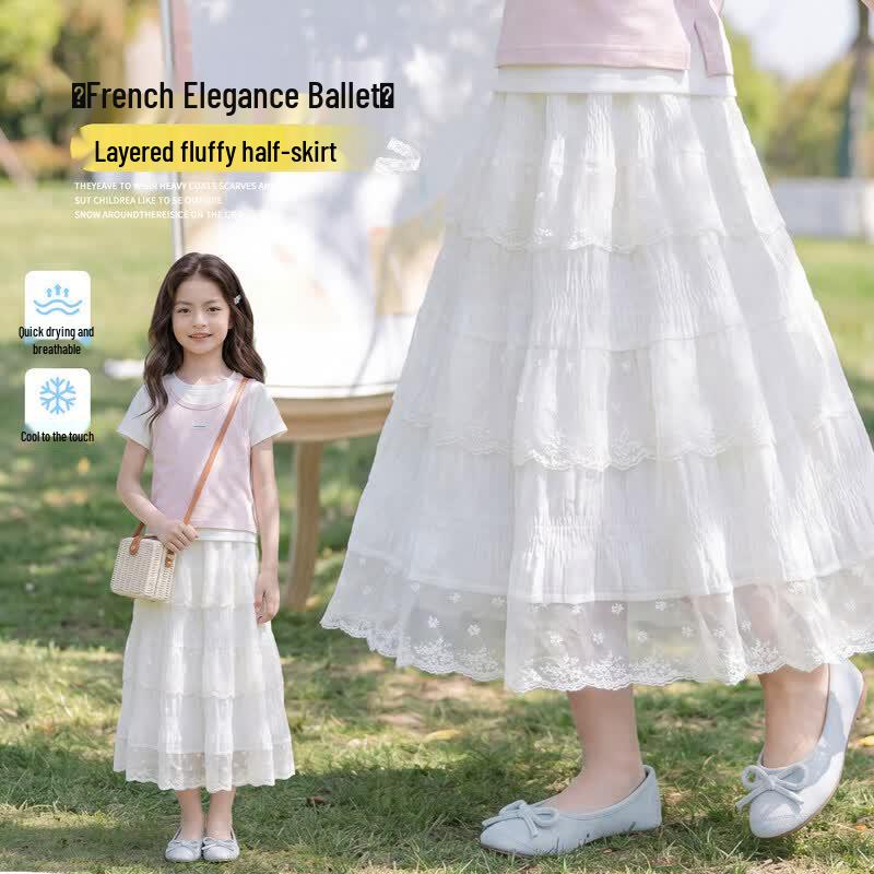Moonkids Girls  Sweet Lace Tiered A-Line Skirt 170cm