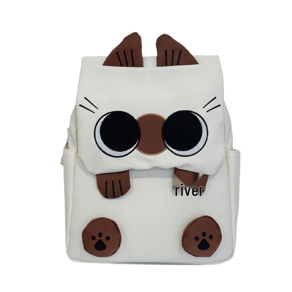 Korean Style Lightweight Cartoon Cat Backpack for Primary School Girls