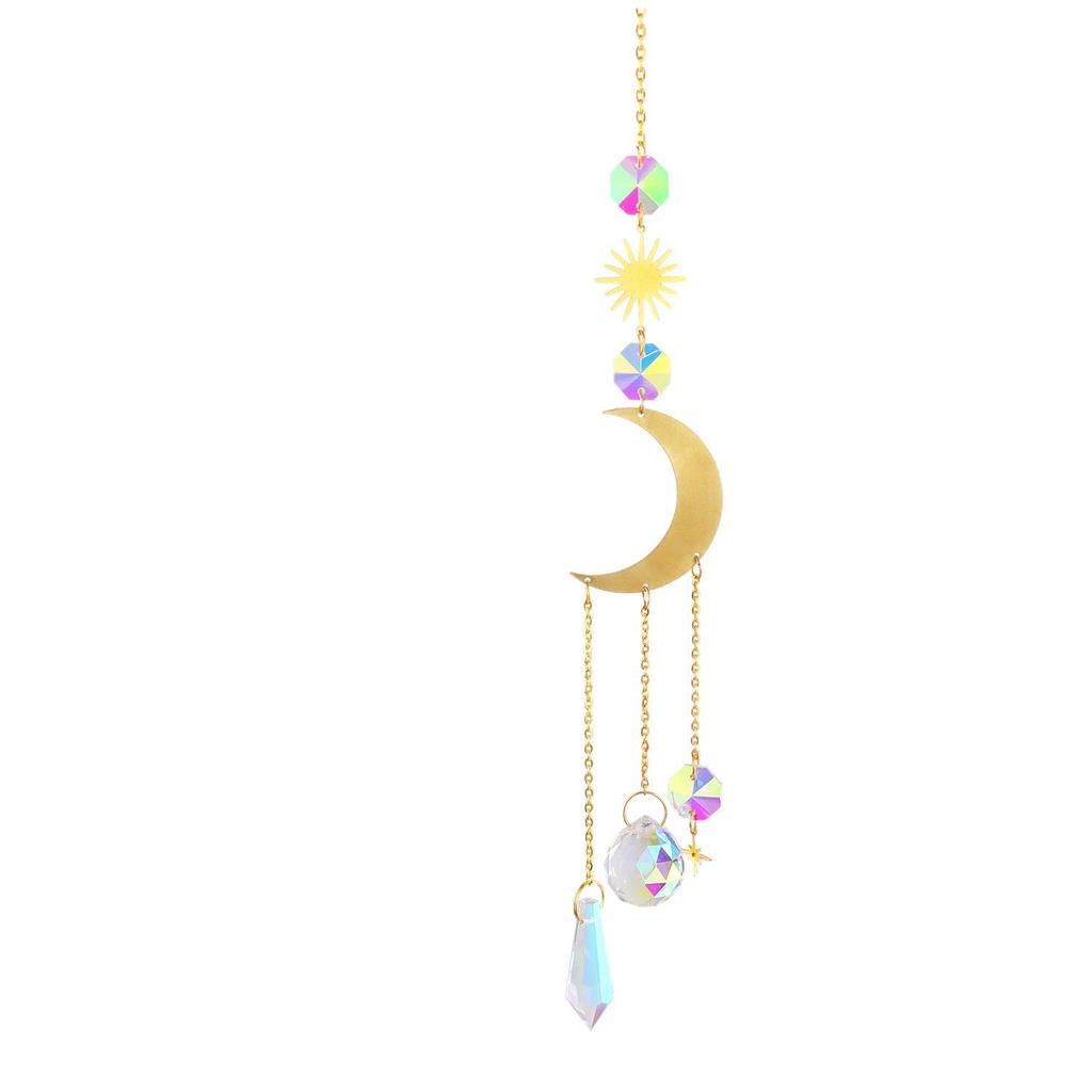 AB Color Crystal Moon & Star Wind Chime Sun Catcher Set