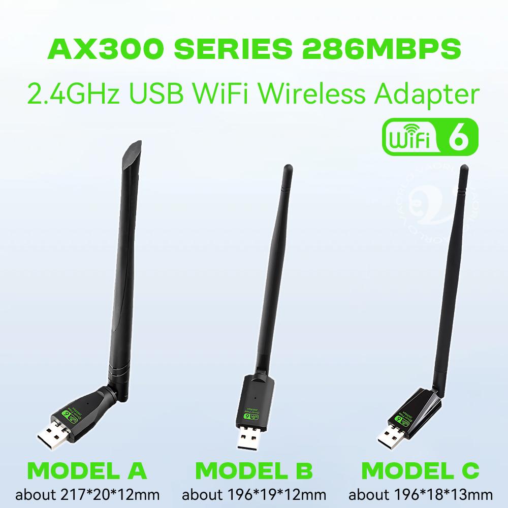 WIFI 6 USB Adapter AX300 Wireless Network Card Dongle 2.4GHz 802.11AX Antenna Signal Reception For Laptop Win7/10/11 Driver Free