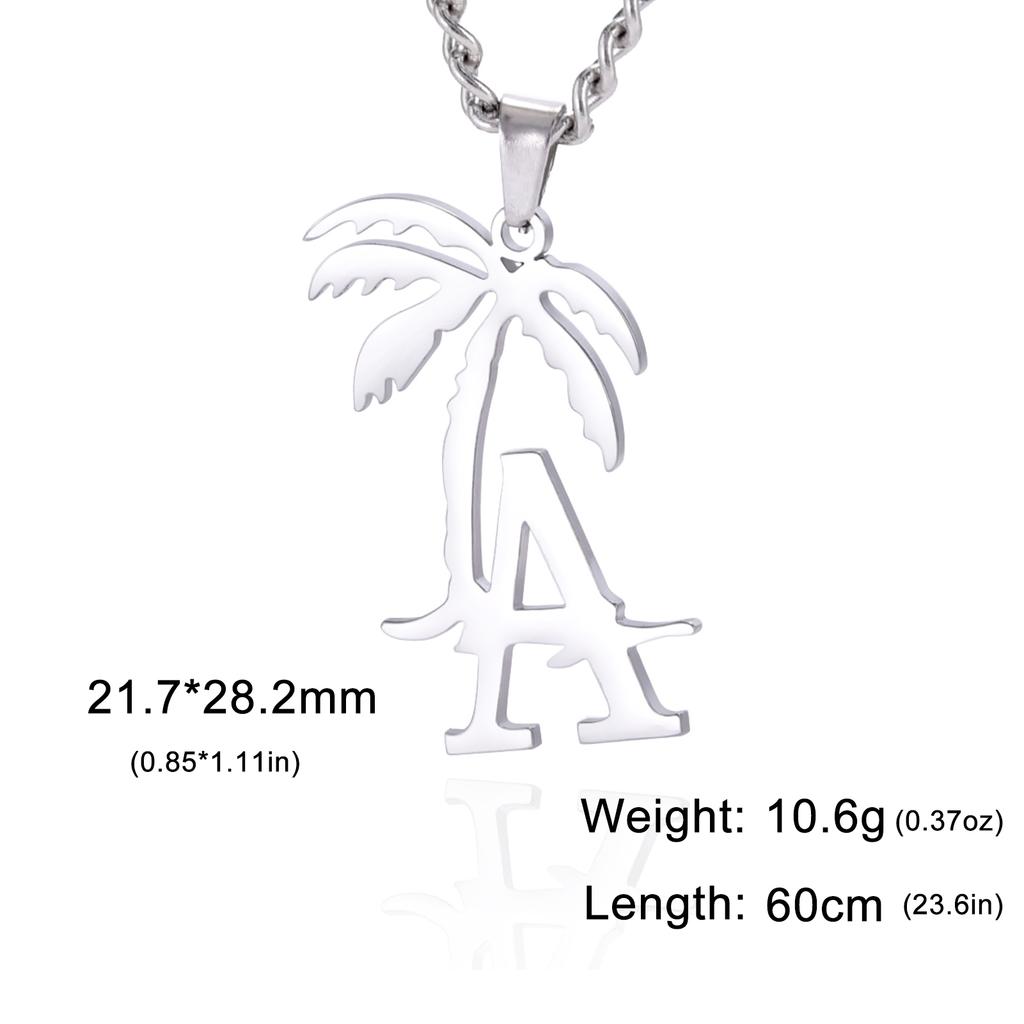 Cazador Coconut Tree Pendant Necklaces for Men Women Jewelry Stainless Steel Letter A Neck Chain Necklace Wedding Gift Wholesale
