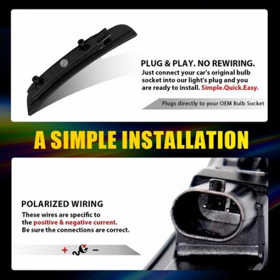 2X Front Smoked White LED Bumper Side Marker Lights For 2015- Dodge Charger