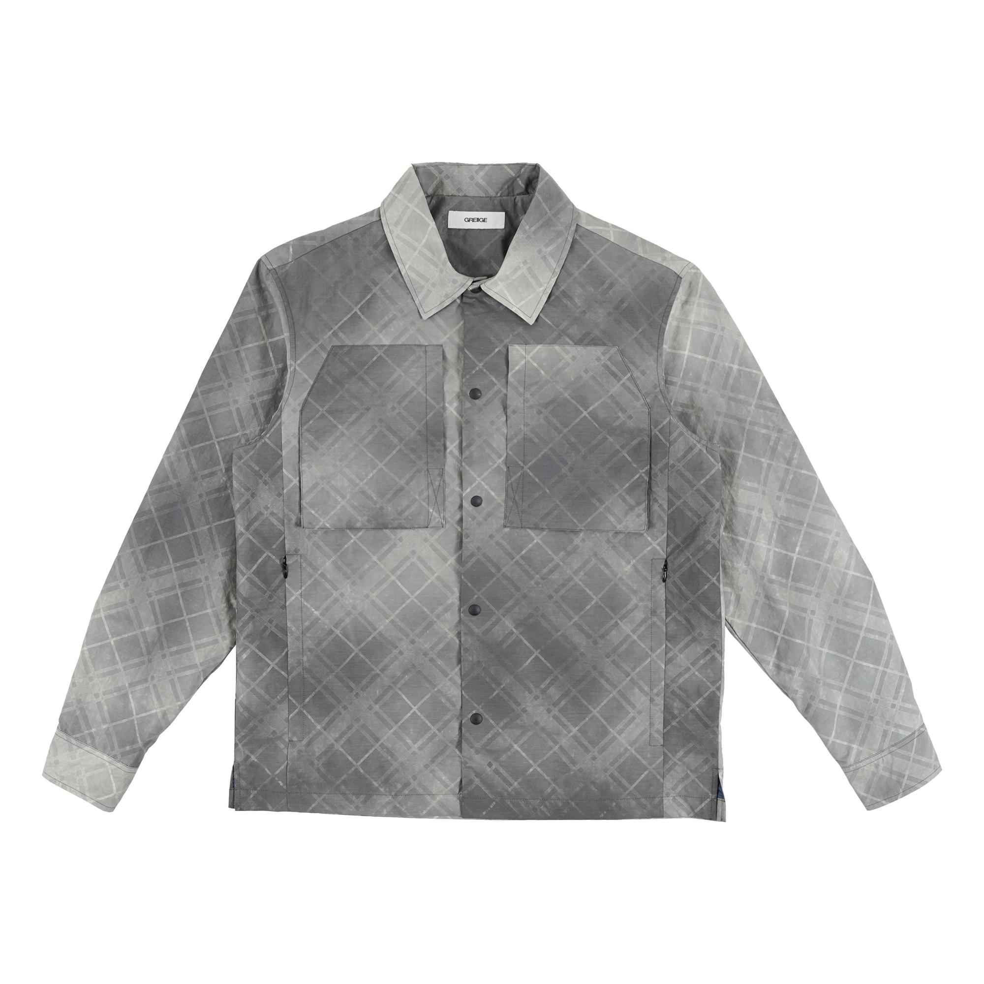 Grage Wave Dyed Nylon Cotton Check Overshirt Grey Check(Embo)/1