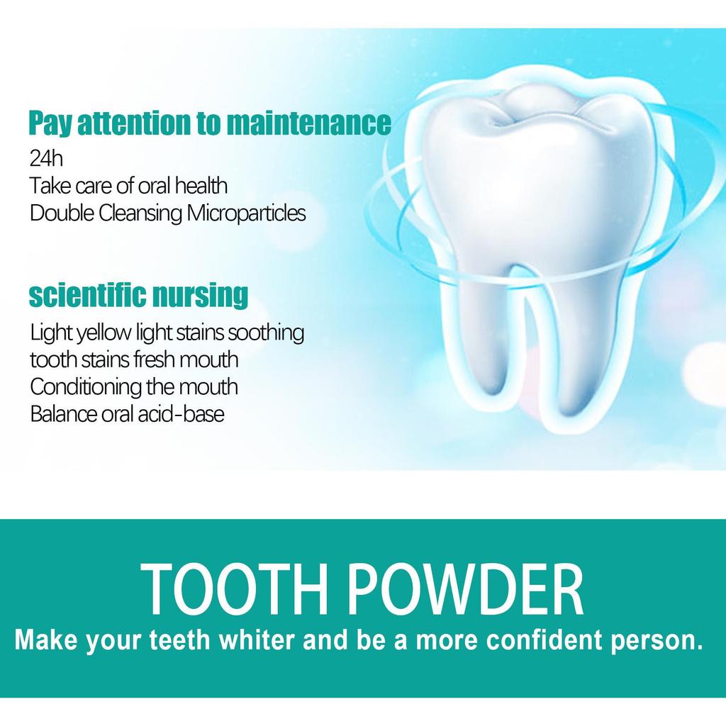 EELHOE Polvere Bianca per Denti 5 Giorni Rimuovi Placca Tartaro Pulisci Macchie Gialle dei Denti Polvere Pulizia Denti Alito Fresco 50g