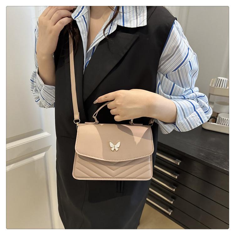 Vintage Faux Leather Shoulder Bag for Women, Butterfly Decor Small Crossbody Purse, Square Bag for Daily Use