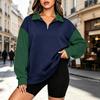 Women's Half Zip Hoodie Casual Striped Color Block Hooded Sweatshirt for Everyday Wear