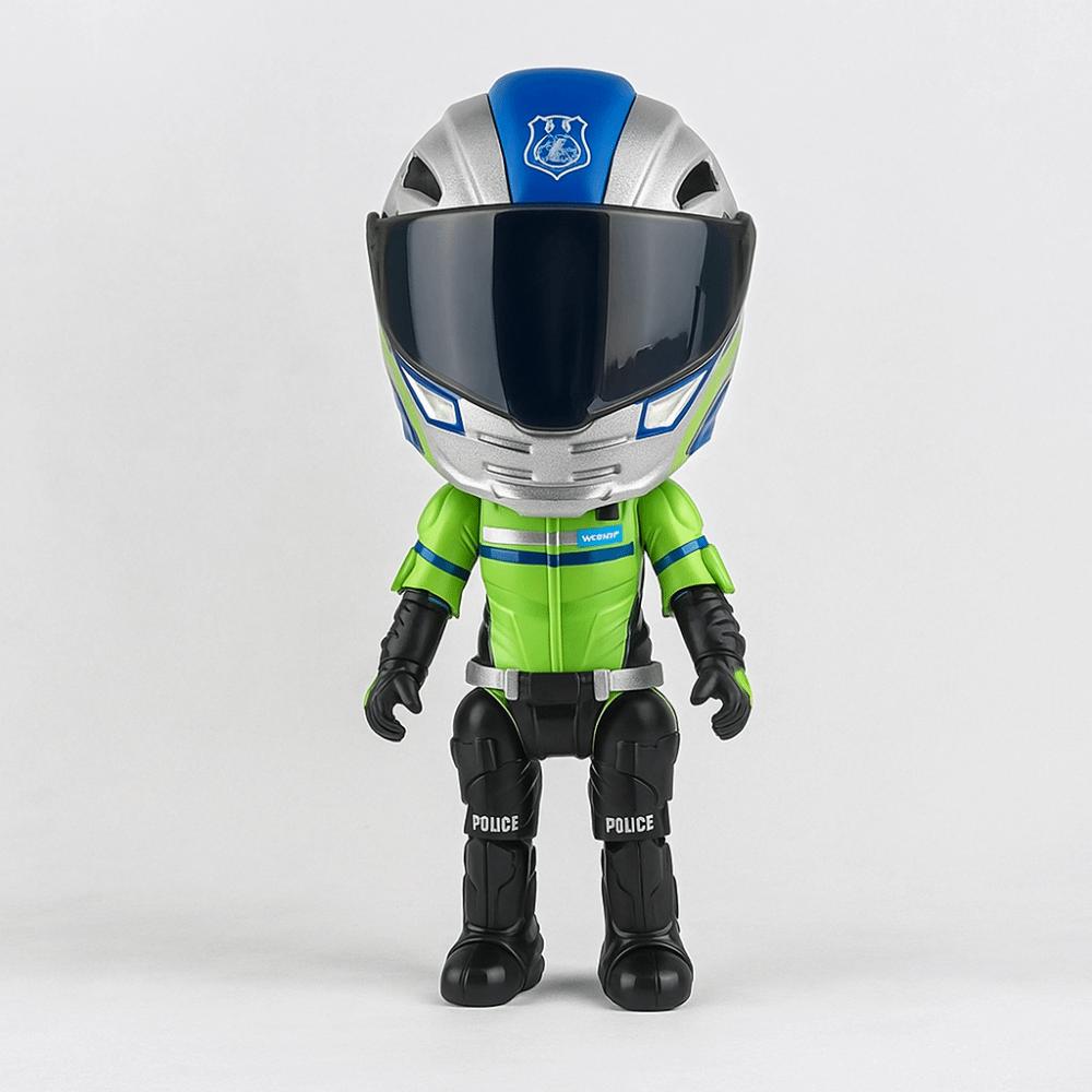 Transforming Helmet Simulated Motorcycle Rider Doll Action Figure Movable Figurine Model  Kids Toy