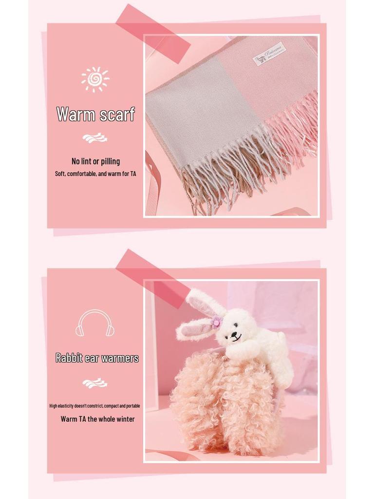 Autumn Winter Gift Set: Scarf & Insulated Cup for Her Birthday