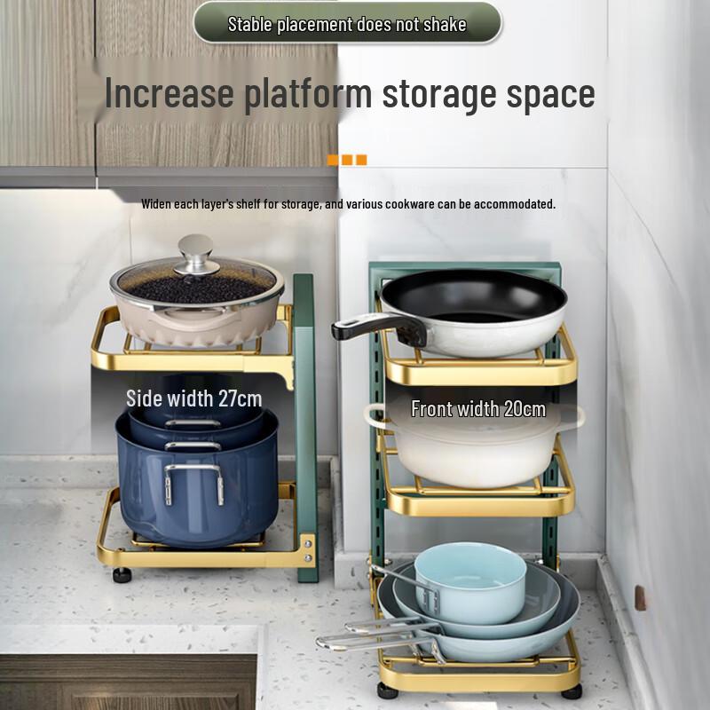 Adjustable 5-Tier Stainless Steel Kitchen Pot Storage Rack