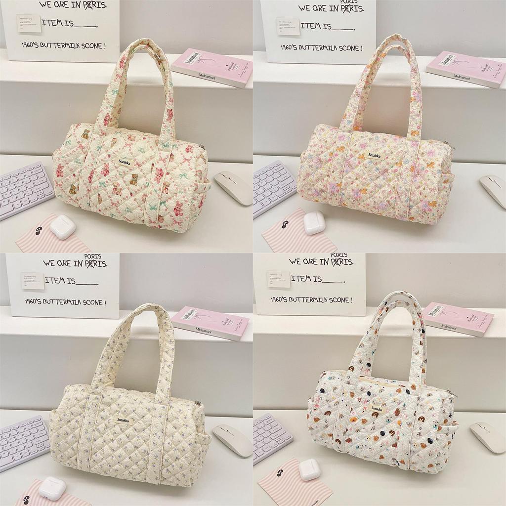 Soft Polyester Round Cylindrical Shoulder Bag With Mobile Pocket For Casual Outings
