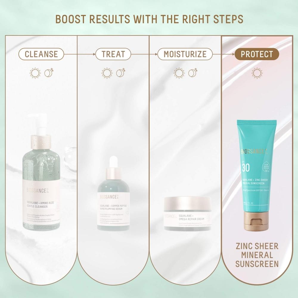 Biossance Zinc Sheer Hydrating Mineral Face Sunscreen Spf 30 1.7 Oz 50 Ml