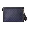 Gucci GG Monogramm Canvas Lederbesatz Reißverschluss Tasche Handgelenk-Clutch In Blau Für Unisex Tägliche Nutzung