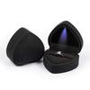 Ring Box Heart Shaped with LED Light Pocket-sized Portable Ring Case for Proposal Engagement Wedding