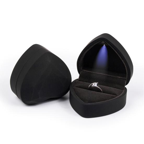 Ring Box Heart Shaped with LED Light Pocket-sized Portable Ring Case for Proposal Engagement Wedding