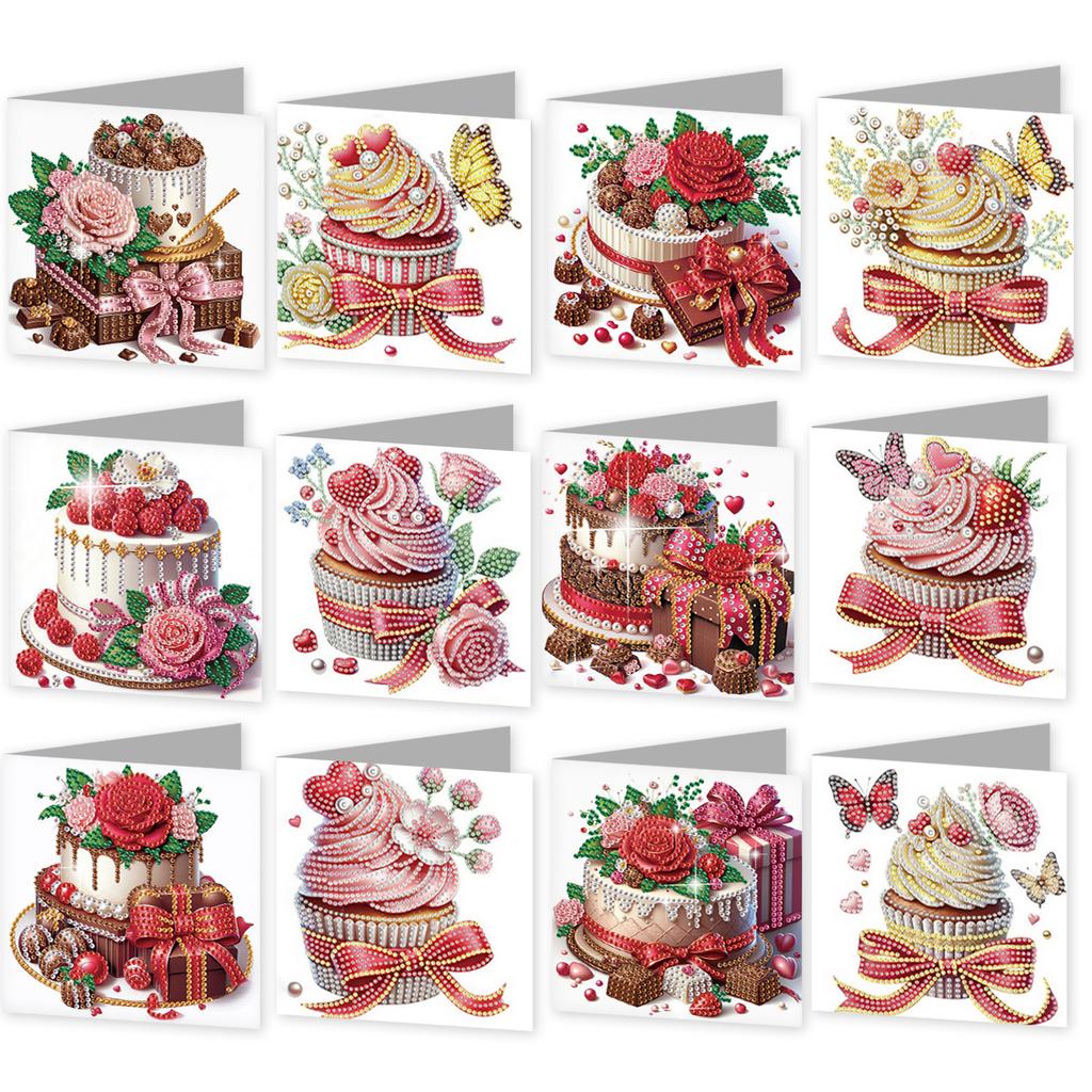 12PCS Color Theme DIY Diamond Painting Greeting Card Set with Envelope Diamond Art Greeting Cards for Festivals and Celebrations