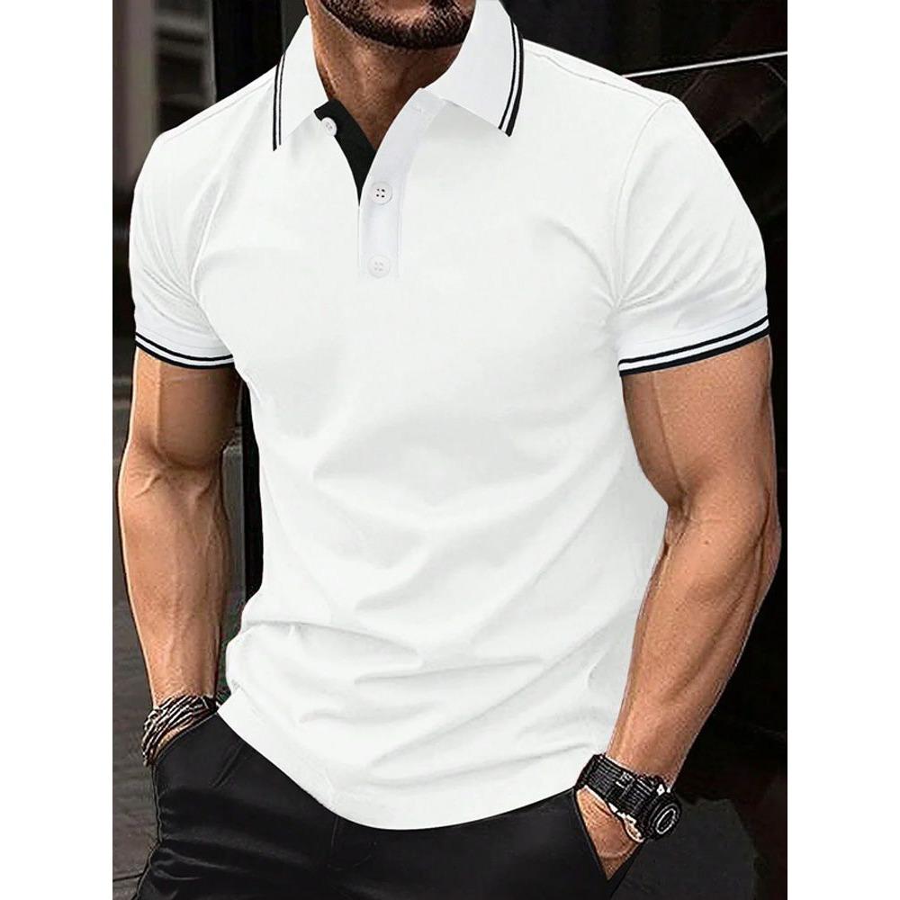 Summer Polo Shirt Men Fashion Short Sleeve Polo Men Casual Personality Polo Shirt Lapel Collar Stripe Men Tops Polo Shirt