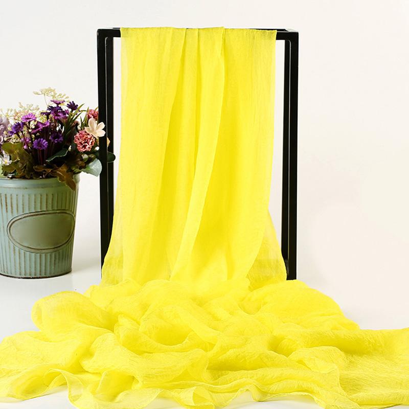 Women Translucent Scarf Chiffon Wild 170*70cm Solid Color Simulation Silk  Shawl Sunscreen