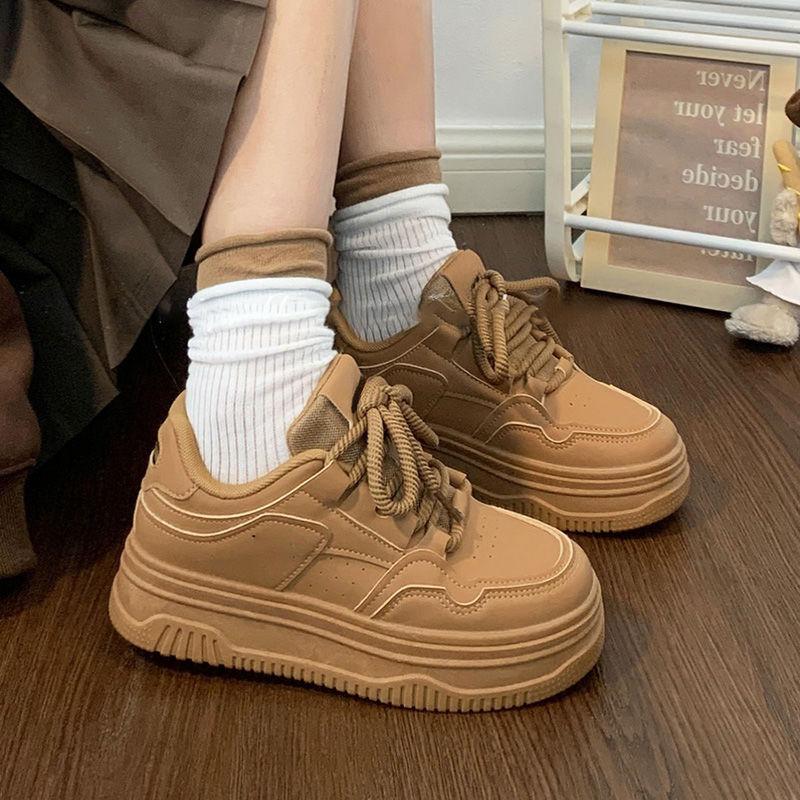 Fashion Women's Shoes High On Platform Lace Up Round Toe Spring Autumn Retro Ladies Footwear Daily Routine Designer Luxury Y2k Fashion
