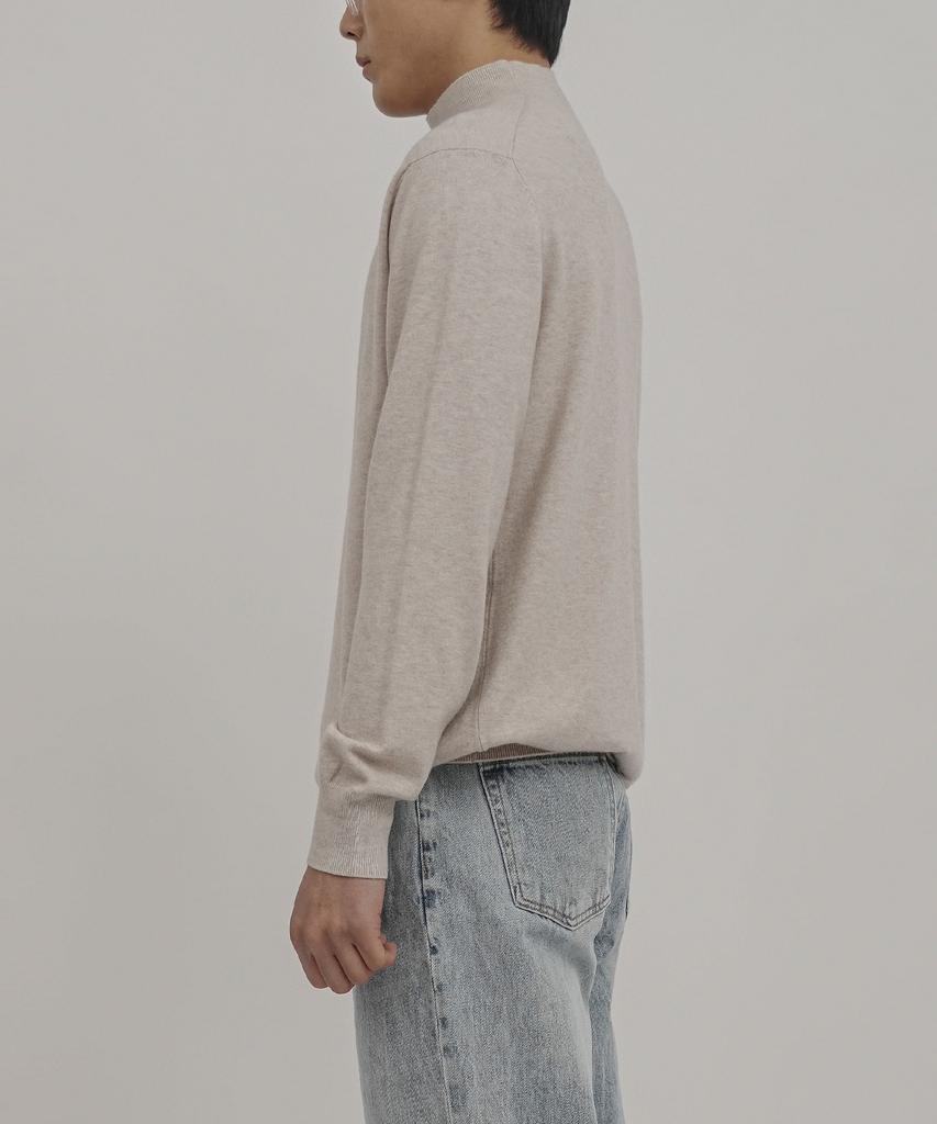 GOLDPERCENT Viscose Soft Cozy Mock Turtleneck Basic Knit (Oatmeal, Men)