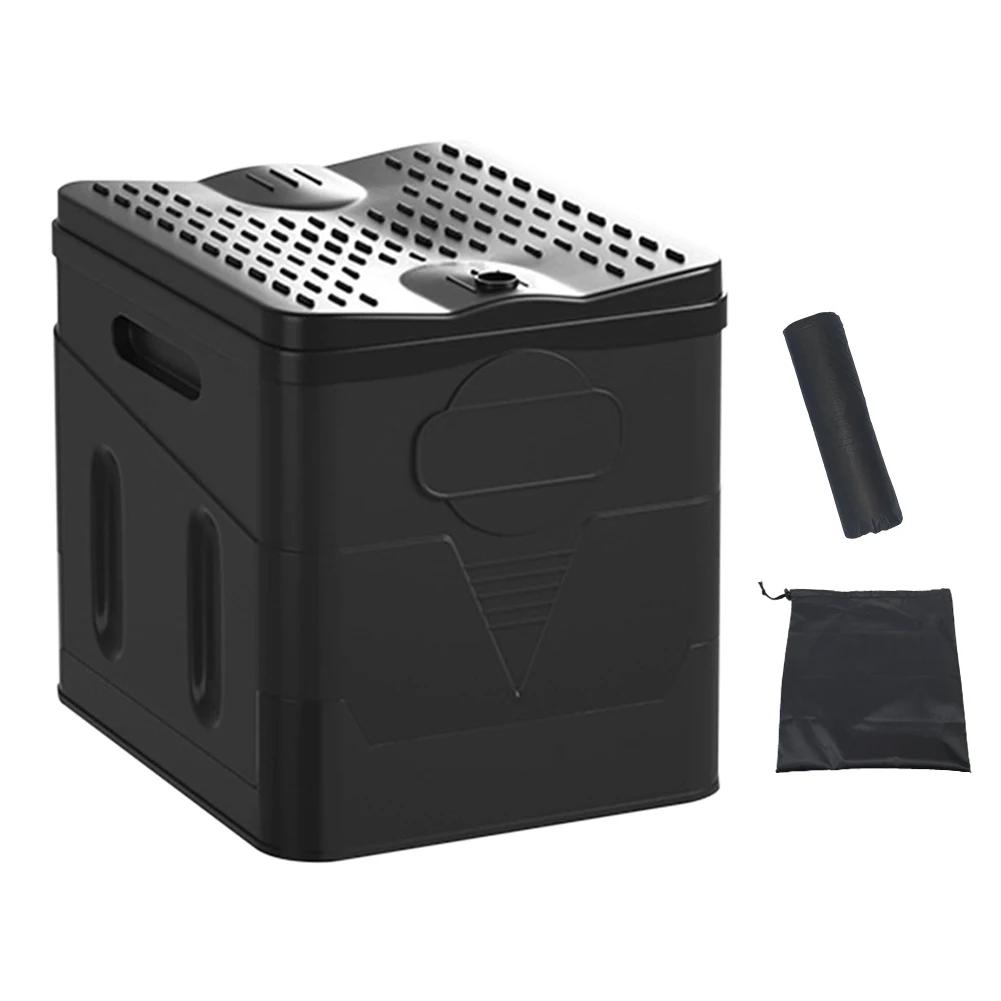 Toaleta Przenośna Zkładana Outdoorowa Duża Nośność Wielorazowy Pojemnik na Śmieci na Wycieczkę Awaryjną Podróż Samochodową