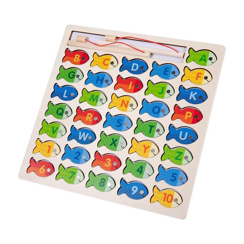 Wooden Educational Toy: Magnetic Fishing, Color Sorting, Number & Letter Recognition Game for Children