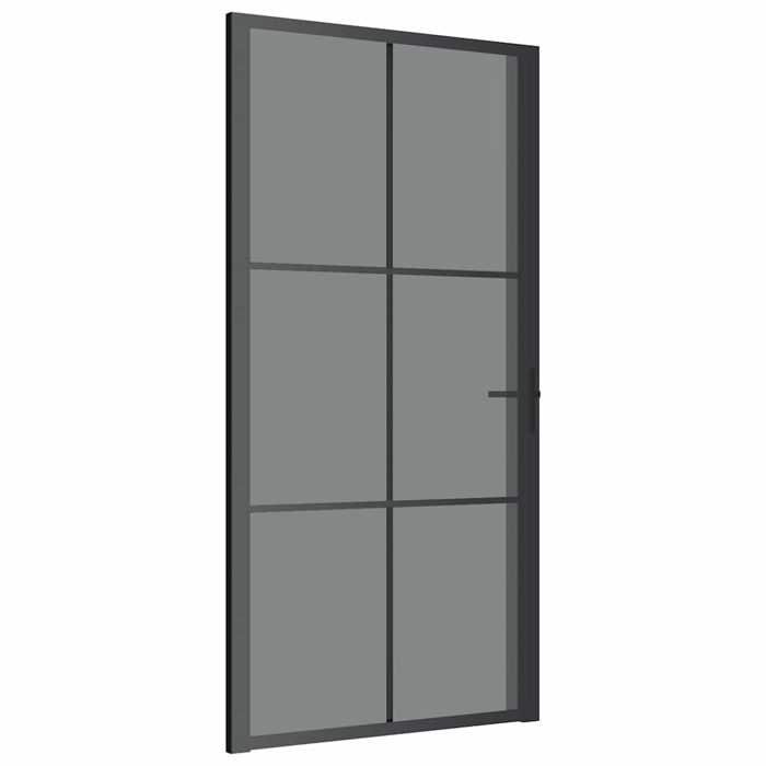 VidaXL Porte intérieure 102,5x201,5 cm Noir Verre ESG et aluminium 350567