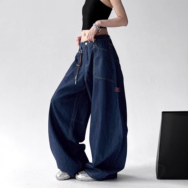 JYL Men's Flare Jeans American  Stripe Slim Winter High-Street Vibe Denim Pants