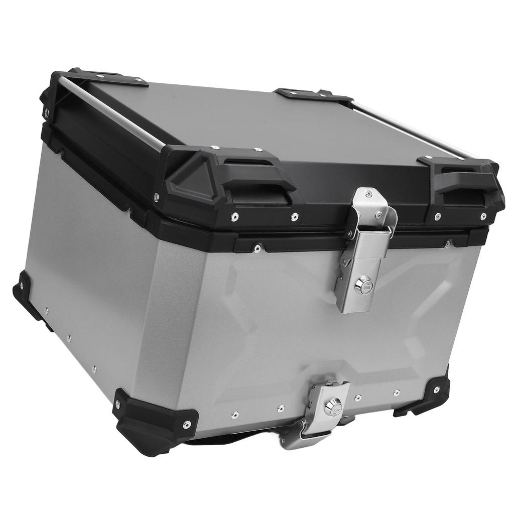 Motorcycle Top Box Aluminum Alloy 55L Quick Release Water Resistant with Safety Lock Reflective