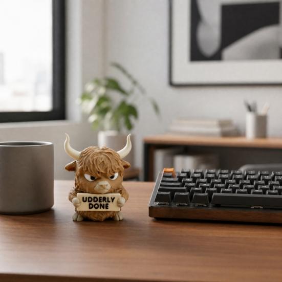 Animals with Attitude 3D Printed Figurines, Cute Animal Holding Placard Ornaments, Mood Humor Statue, Office Shelf Decor, Unique Handmade Style