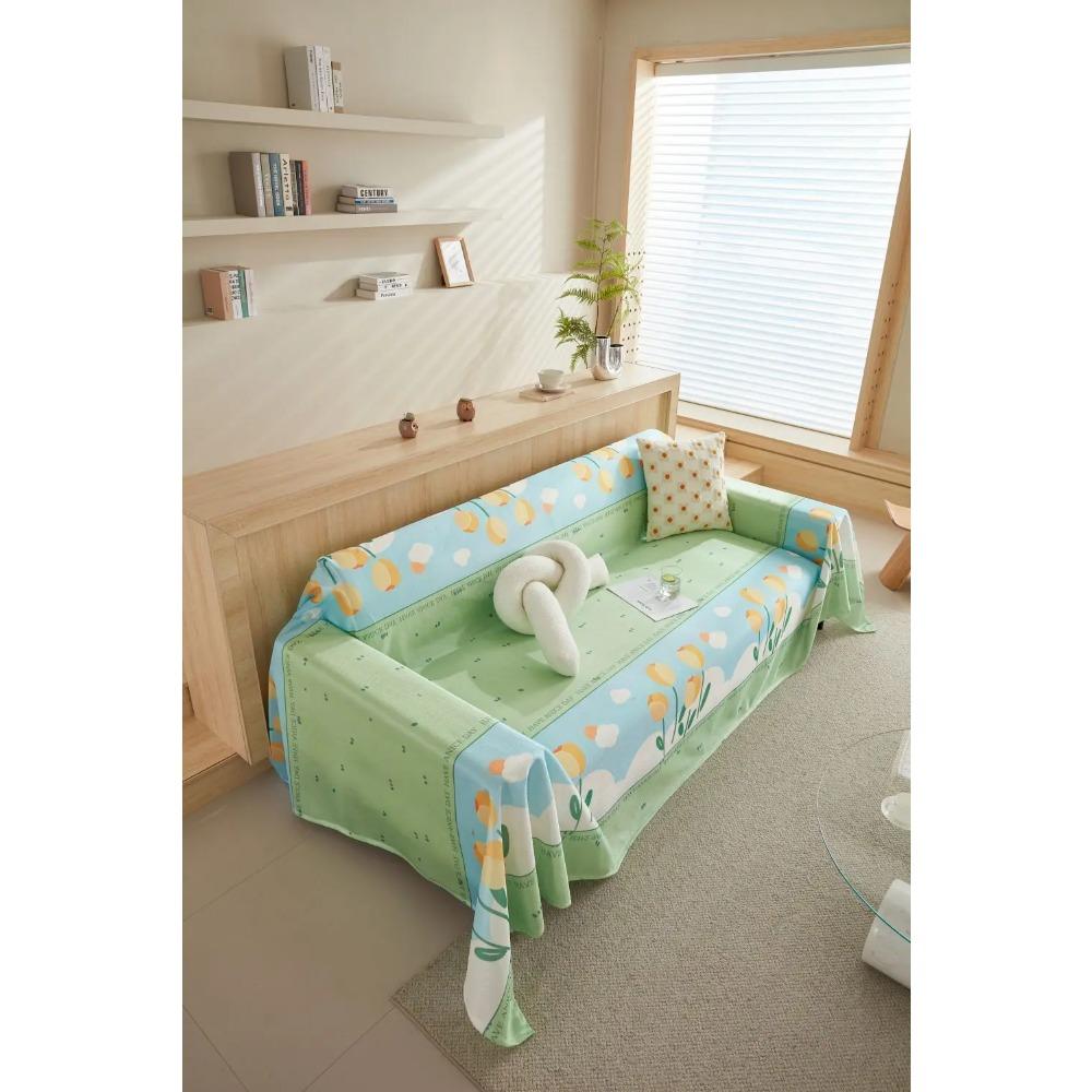 Ice Silk Flower Sofa Cover Blanket Non-slip Sofa Towel Living Room Furniture Decor Tapestry Couch Cover Universal Sofa Towel
