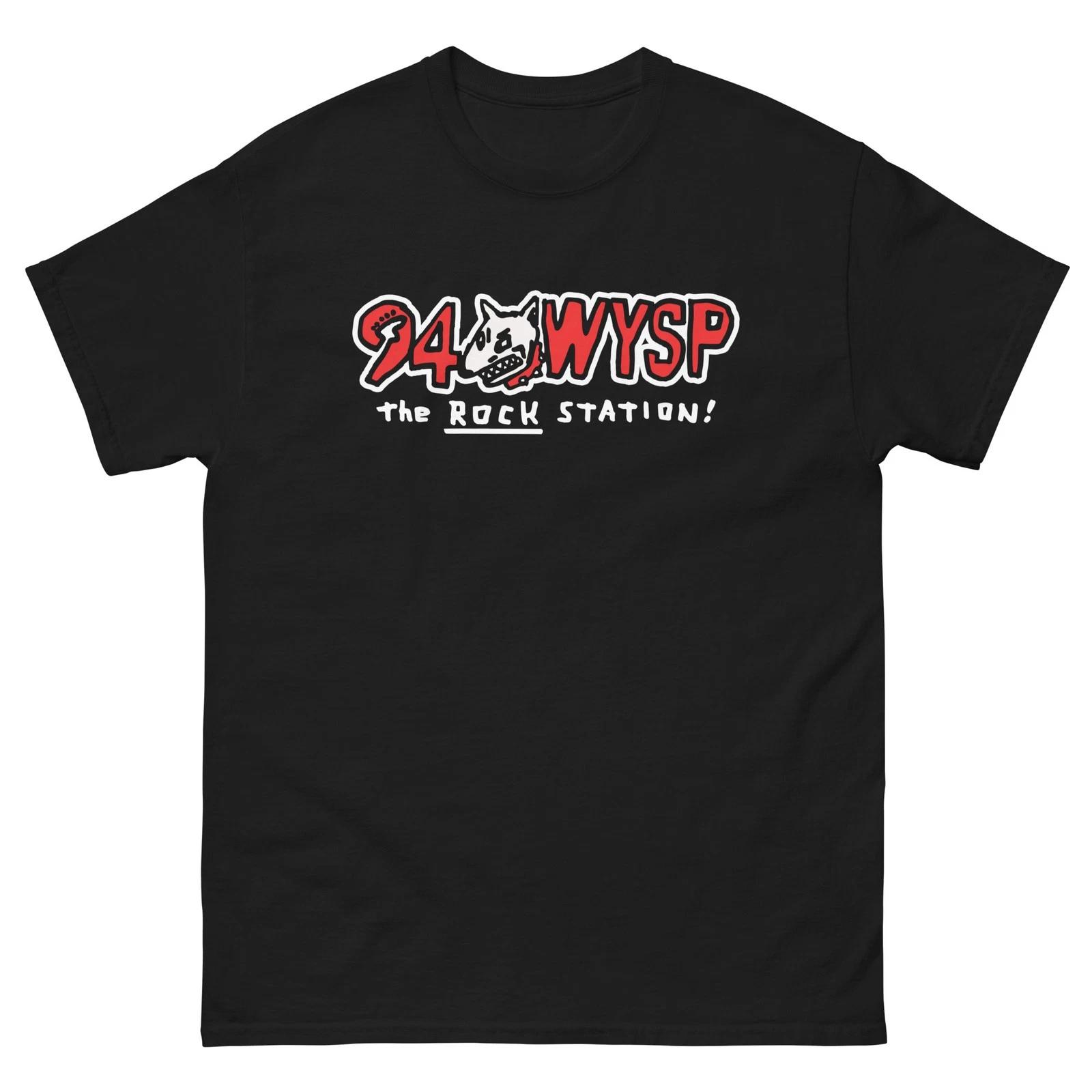 94 WYSP The Rock Station Black 100% Cotton T-shirt Mens Tees Top Unisex classic tee L