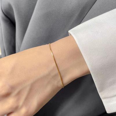 Bracciale/Cavigliera da Donna Catena Osso di Serpente Oro - Acciaio al Titanio di Alta Gamma 2023, Non Scolorisce, Design di Nicchia.