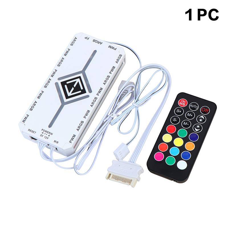 1 To 9 3 In 1 5V 3 Pin Argb Controller Cooling Fan Hub Pwm Magnetic Suction Hub With Argb Controller 5V 3 Pin For Pc Case