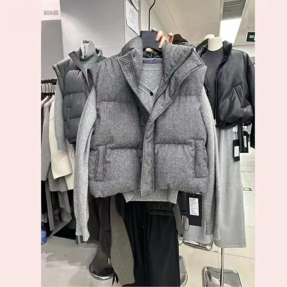 

Chic Streetwear Personalized Vest Short Parkas Casual Elegant Waistcoat Coat Moda Women Jacket XXL