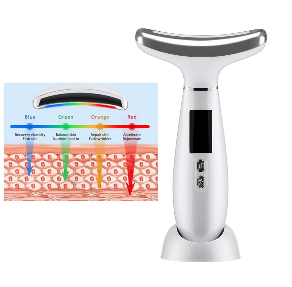 Masážní přístroj na krk EMS Face Lift 7 světelných režimů Elektrické zařízení pro zpevnění pokožky LED fotonová terapie Kosmetický přístroj Proti vráskám