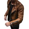 European Fashion Slim Lapel Windproof Men's Motorcycle Leather Jacket for Spring and Autumn