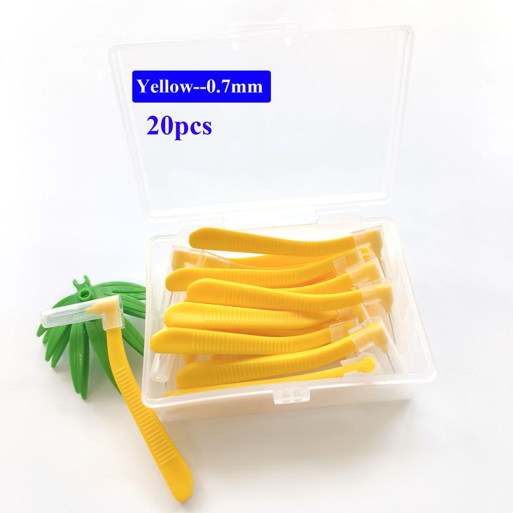 20Pcs L Shape 0.6-1.2Mm Interdental Brush With Box Orthodontic Dental Tool Teeth Cleaning Toothpick Oral Hygiene Dental Flosser